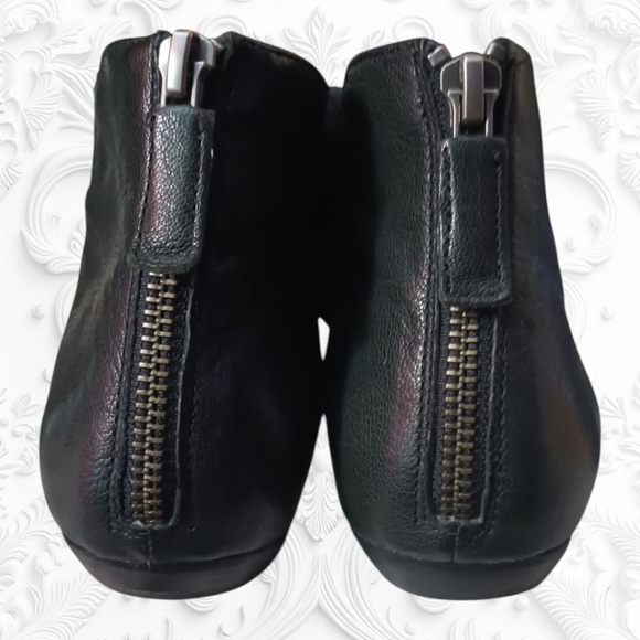 Eileen Fisher Allot Tumbled Ballet Flats Black Leather Mesh Ankle Strap 6.5 - Picture 5 of 7